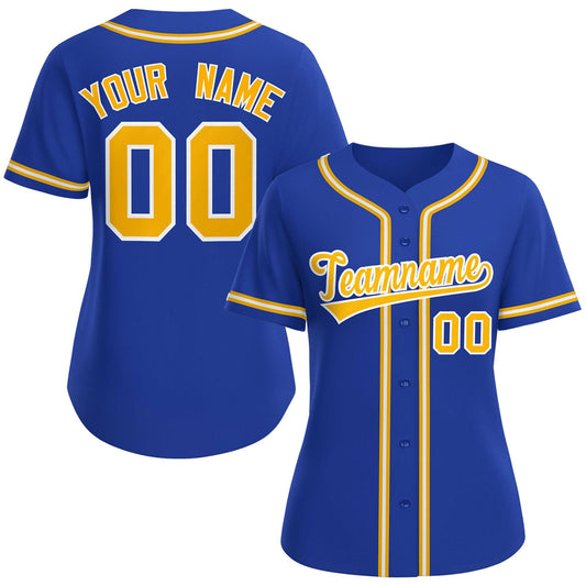 Custom Royal Gold-White Classic Style Baseball Jersey For Women