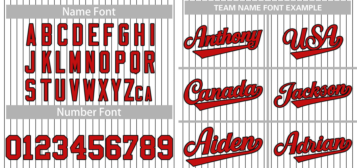 Custom White Red-Black Stripe Fashion Authentic Baseball Jersey