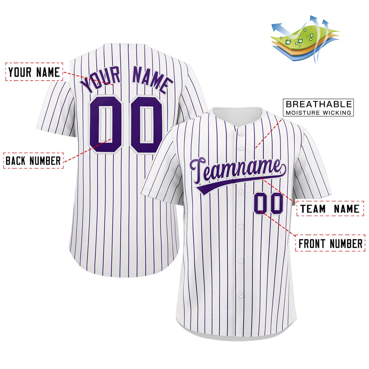 Custom Pinstripe Baseball Jerseys Personalized Button-Down Shirts for Teams