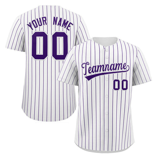 Custom White Purple Stripe Fashion Authentic Baseball Jersey