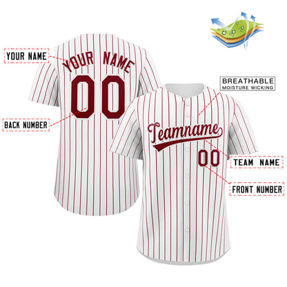 Custom White Crimson Stripe Fashion Authentic Baseball Jersey