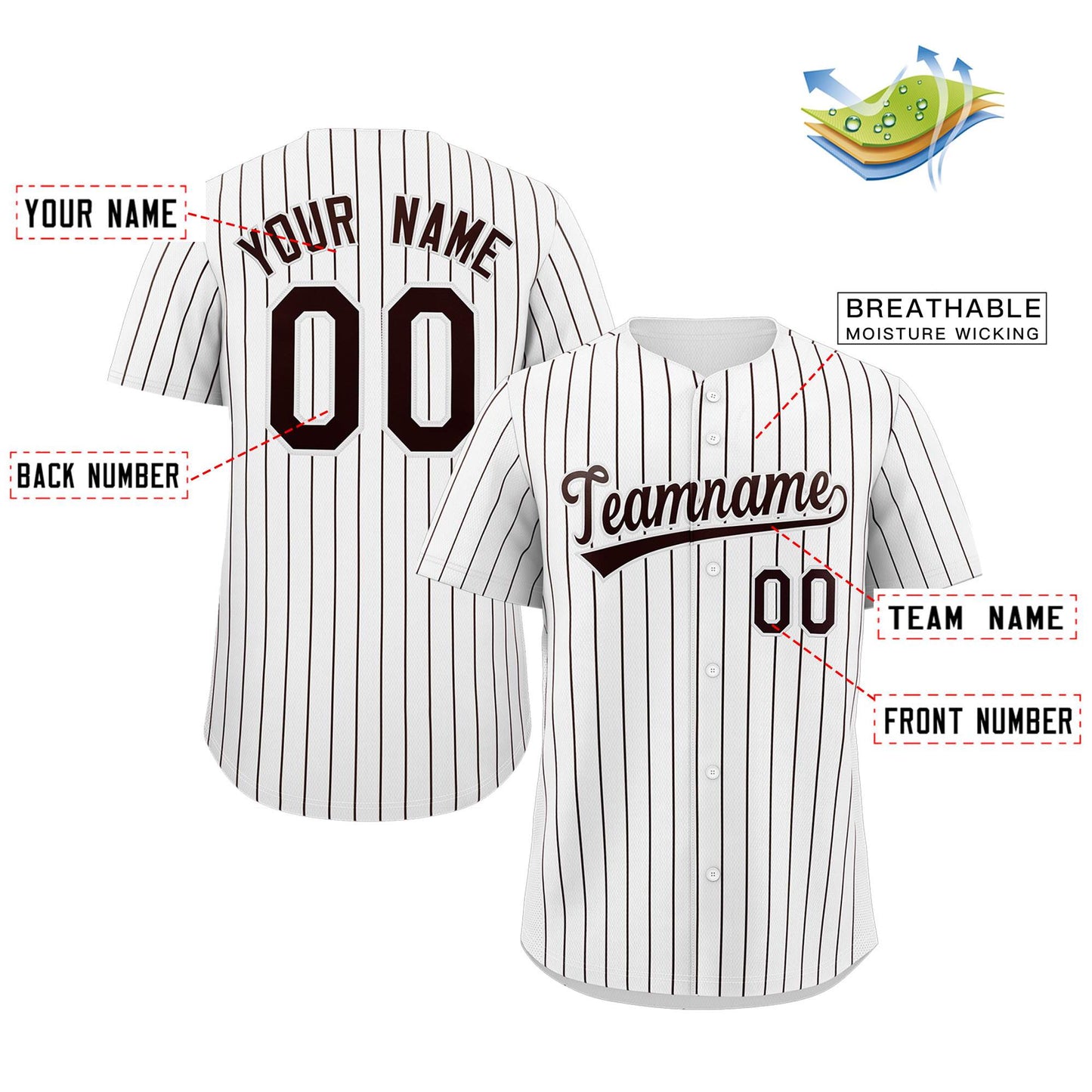 Custom Pinstripe Baseball Jerseys Personalized Button-Down Shirts for Teams