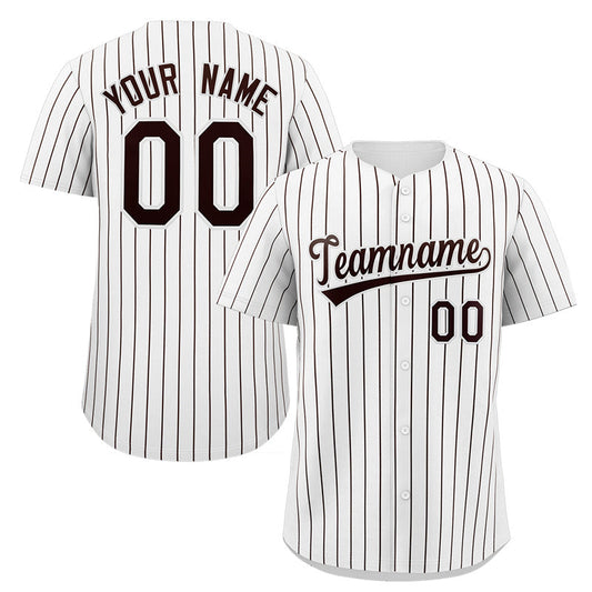 Custom White Brown Stripe Fashion Authentic Baseball Jersey