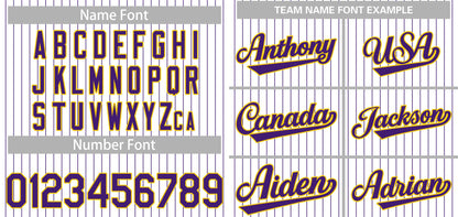 Custom White Purple-Gold Stripe Fashion Authentic Baseball Jersey