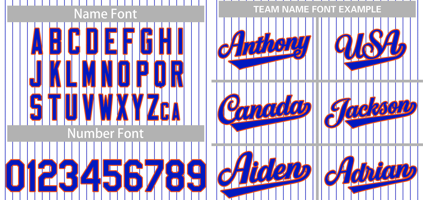 Custom White Royal-Orange Stripe Fashion Authentic Baseball Jersey