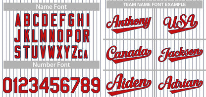 Custom White Red-Navy Stripe Fashion Authentic Baseball Jersey