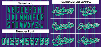 Custom Purple Teal-Black Stripe Fashion Authentic Baseball Jersey