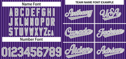 Custom Purple Gray-White Stripe Fashion Authentic Baseball Jersey