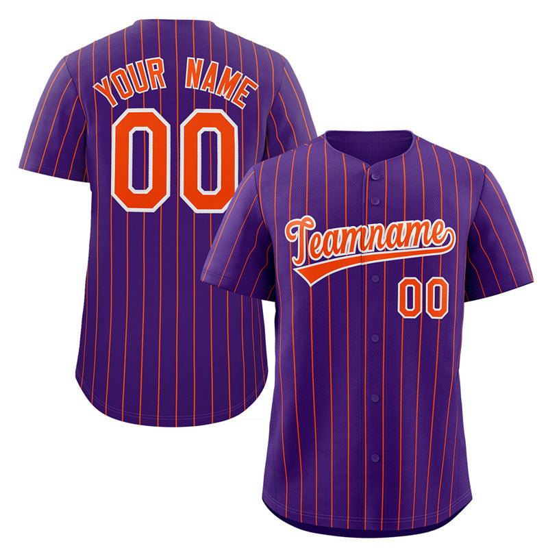 Custom Purple Orange-White Stripe Fashion Authentic Baseball Jersey