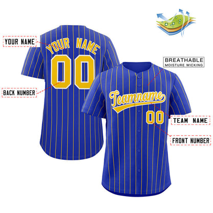 Custom Royal Gold-White Stripe Fashion Authentic Baseball Jersey