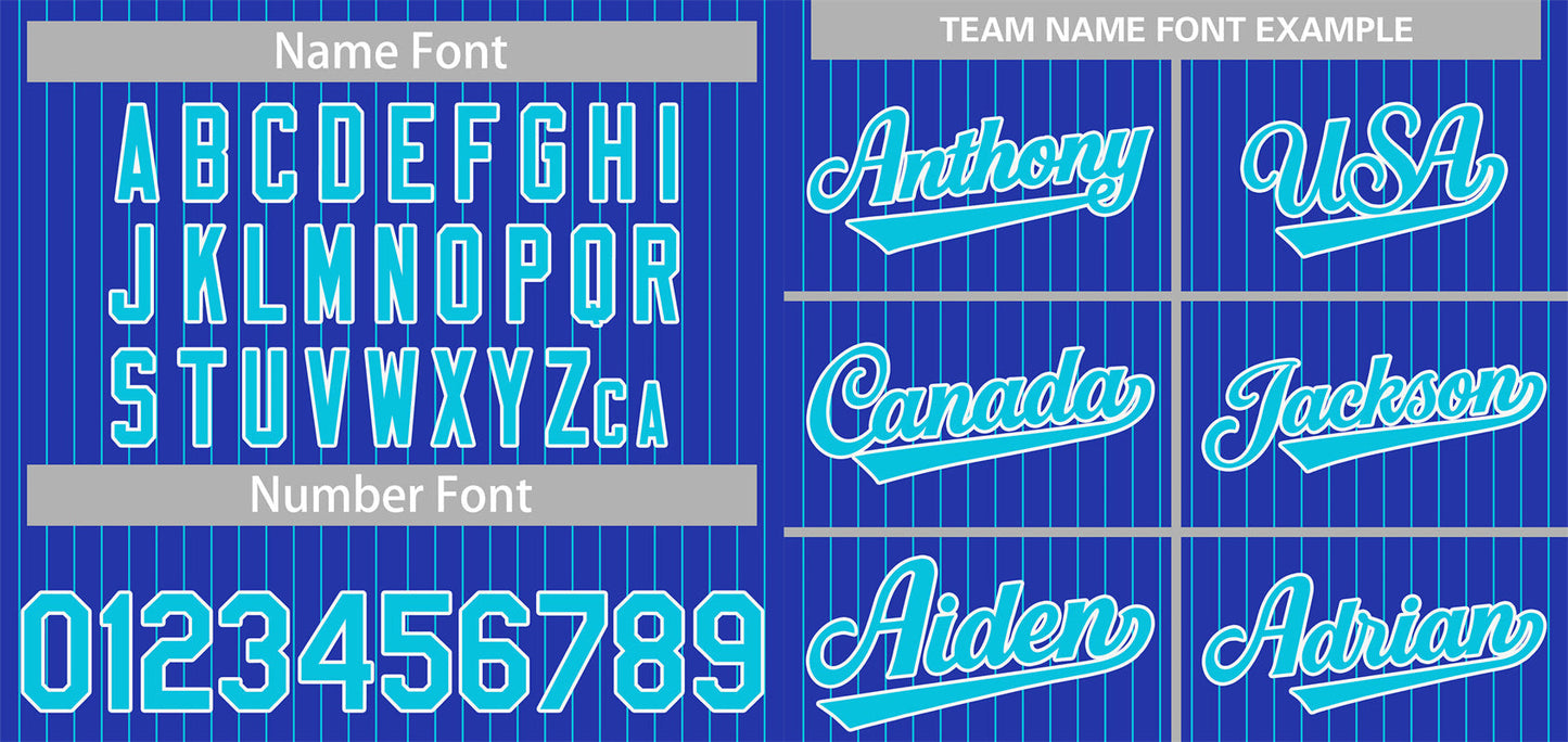 Custom Royal Aqua-White Stripe Fashion Authentic Baseball Jersey