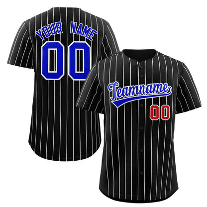 Custom Black Royal-White Stripe Fashion Authentic Baseball Jersey