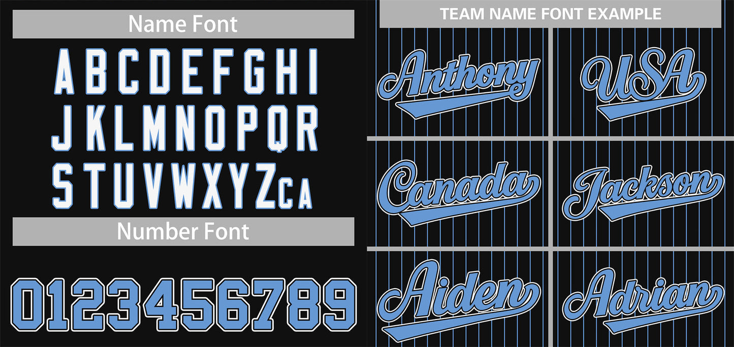 Custom Black Light Blue-White Stripe Fashion Authentic Baseball Jersey