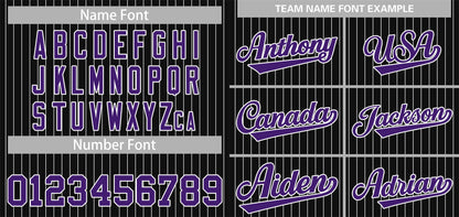 Custom Black Purple-White Stripe Fashion Authentic Baseball Jersey