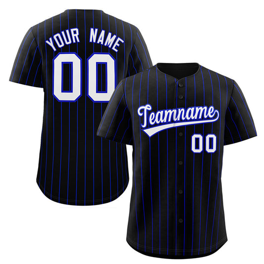 Custom Black White-Royal Stripe Fashion Authentic Baseball Jersey