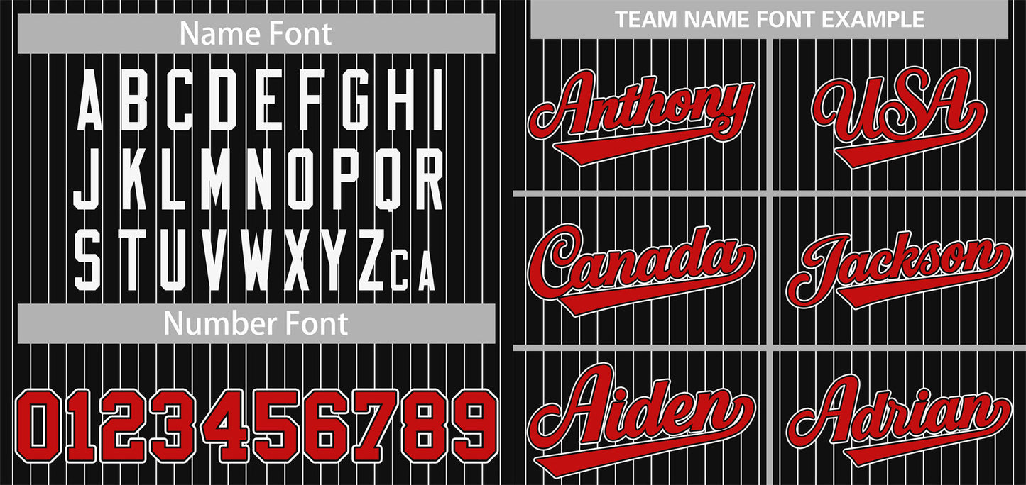 Custom Black Red-White Stripe Fashion Authentic Baseball Jersey