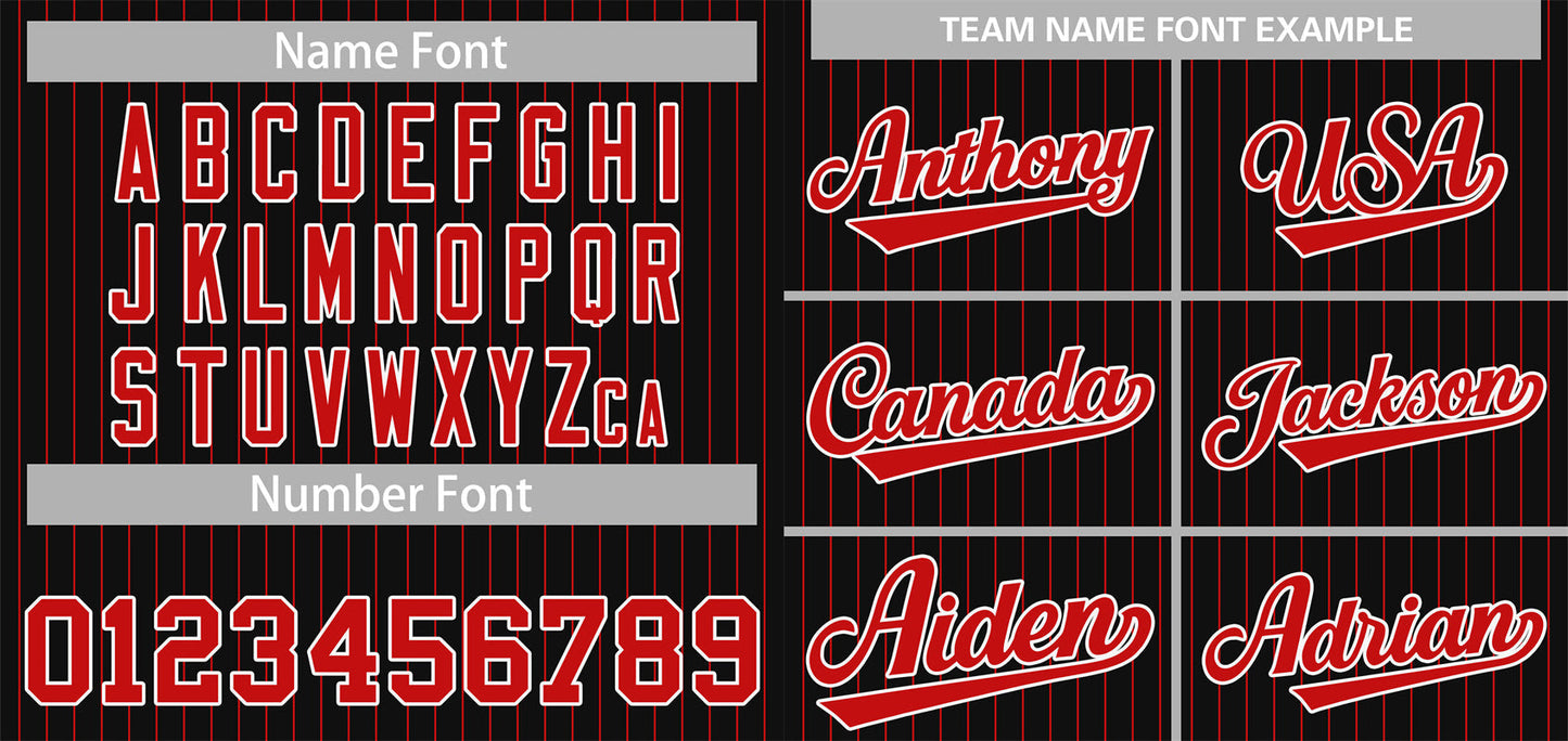 Custom Black Red-White Stripe Fashion Authentic Baseball Jersey