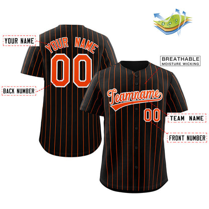 Custom Black Orange-White Stripe Fashion Authentic Baseball Jersey