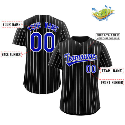 Custom Black Royal-White Stripe Fashion Authentic Baseball Jersey