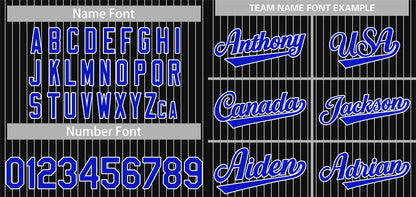 Custom Black Royal-White Stripe Fashion Authentic Baseball Jersey