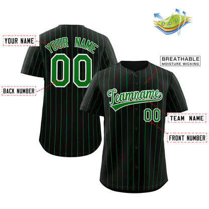 Custom Black Green-White Stripe Fashion Authentic Baseball Jersey