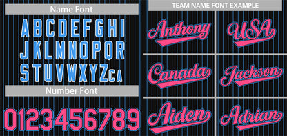 Custom Black Pink-Powder Blue Stripe Fashion Authentic Baseball Jersey