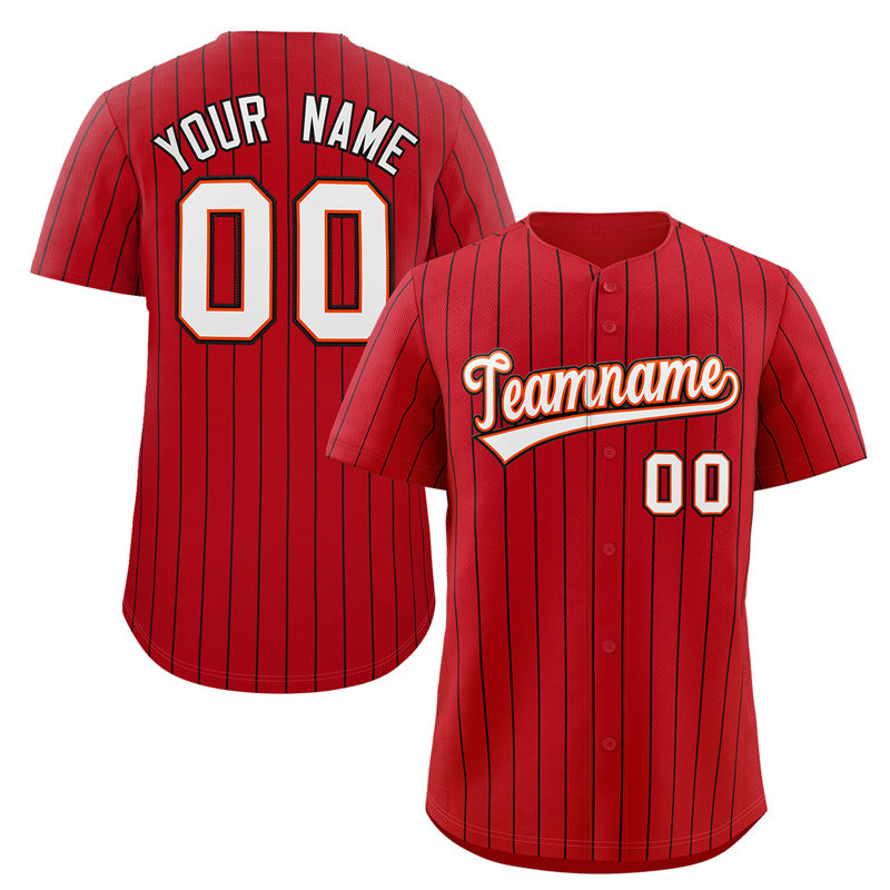 Custom Red White-Black Stripe Fashion Authentic Baseball Jersey