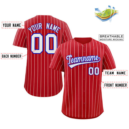 Custom Red White-Royal Stripe Fashion Authentic Baseball Jersey