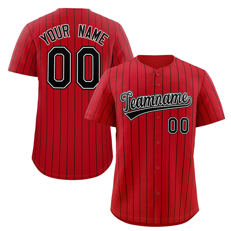 Custom Red Black-White Stripe Fashion Authentic Baseball Jersey