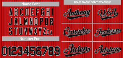 Custom Red Black-White Stripe Fashion Authentic Baseball Jersey