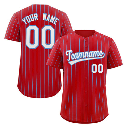 Custom Red White Light-Blue Stripe Fashion Authentic Baseball Jersey