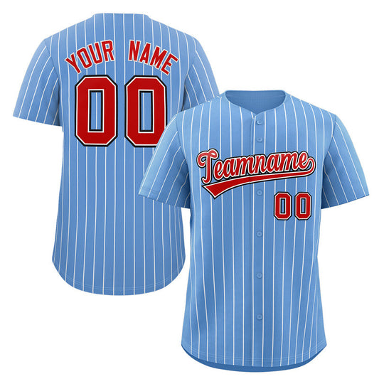 Custom Light Blue Red-Royal Stripe Fashion Authentic Baseball Jersey