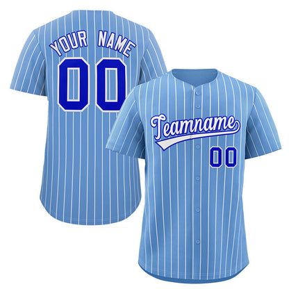 Custom Light Blue White-Royal Stripe Fashion Authentic Baseball Jersey