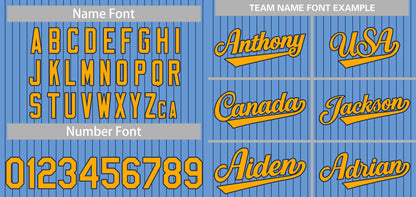 Custom Light Blue Yellow-Navy Stripe Fashion Authentic Baseball Jersey