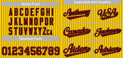 Custom Yellow Crimson-Black Stripe Fashion Authentic Baseball Jersey