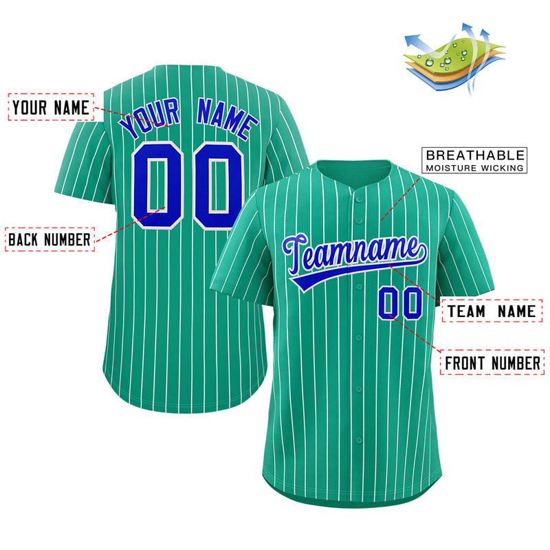 Custom Teal Royal-White Stripe Fashion Authentic Baseball Jersey