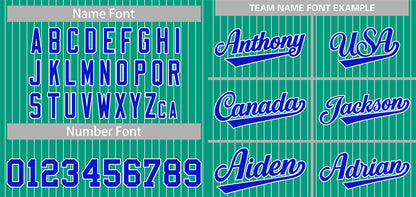 Custom Teal Royal-White Stripe Fashion Authentic Baseball Jersey