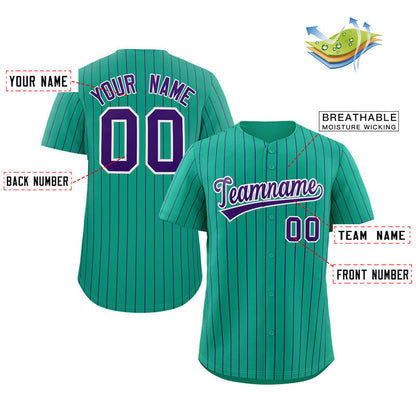 Custom Teal Purple-White Stripe Fashion Authentic Baseball Jersey