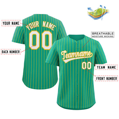 Custom Teal White-Gold Stripe Fashion Authentic Baseball Jersey