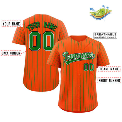 Custom Orange Green-Black Stripe Fashion Authentic Baseball Jersey