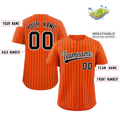 Custom Orange Black-White Stripe Fashion Authentic Baseball Jersey