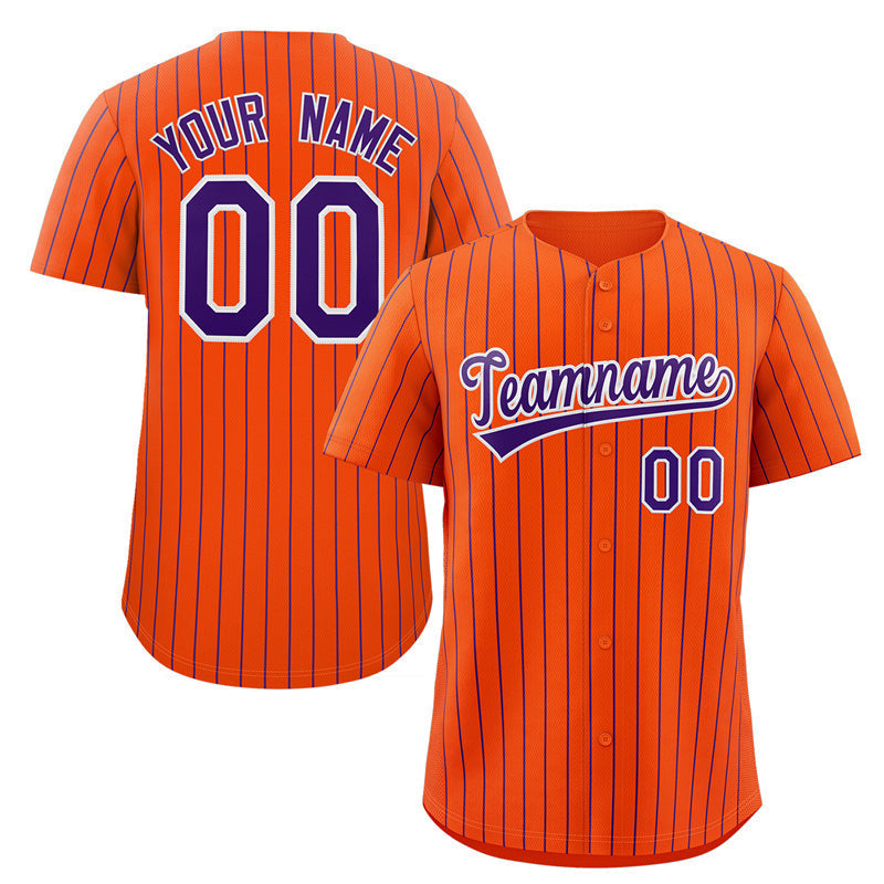 Custom Orange Purple-White Stripe Fashion Authentic Baseball Jersey