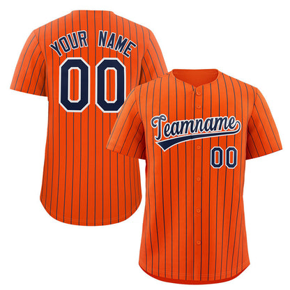 Custom Orange Navy-White Stripe Fashion Authentic Baseball Jersey