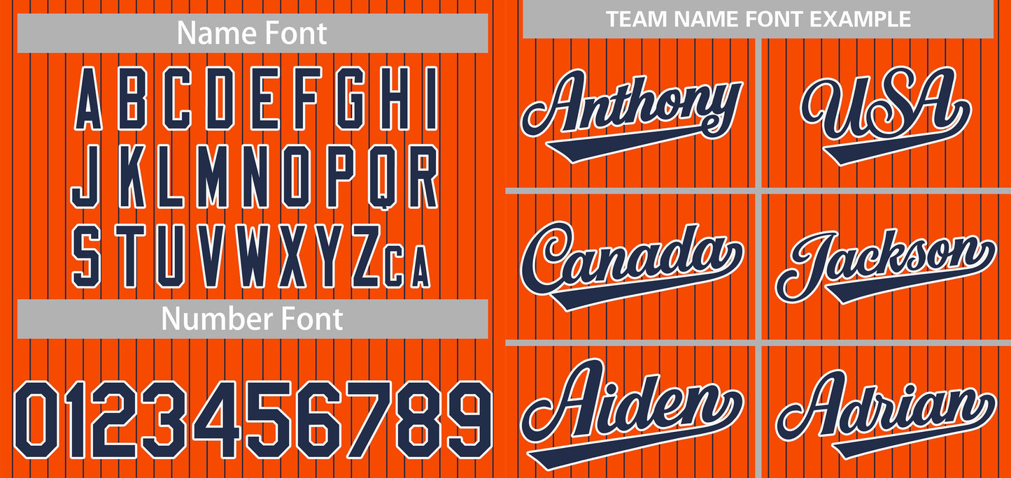 Custom Orange Navy-White Stripe Fashion Authentic Baseball Jersey