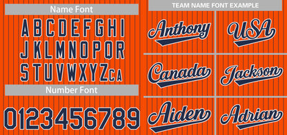 Custom Orange Navy-White Stripe Fashion Authentic Baseball Jersey