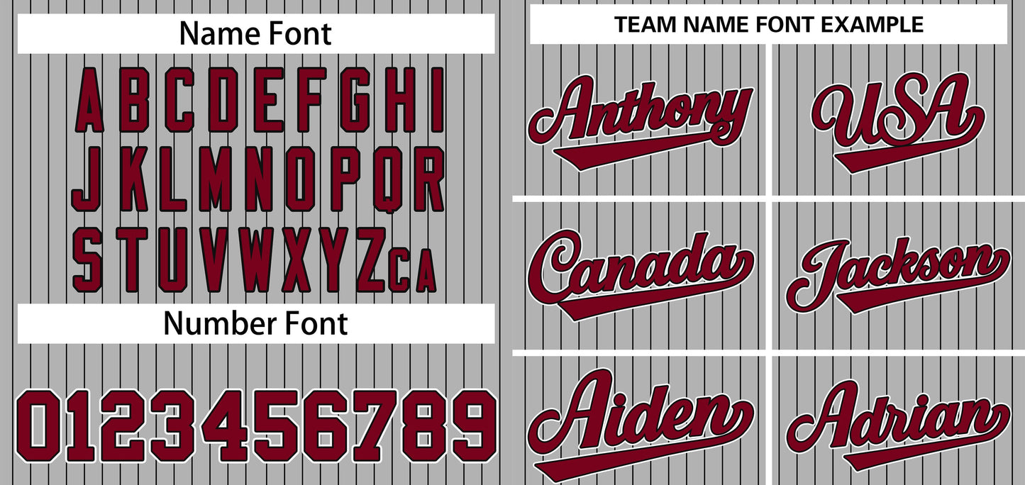 Custom Gray Crimson-White Stripe Fashion Authentic Baseball Jersey