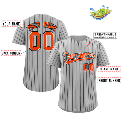 Custom Gray Orange-Black Stripe Fashion Authentic Baseball Jersey