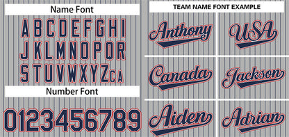 Custom Gray Navy-Red Stripe Fashion Authentic Baseball Jersey