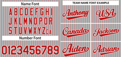 Custom Gray Red-White Stripe Fashion Authentic Baseball Jersey