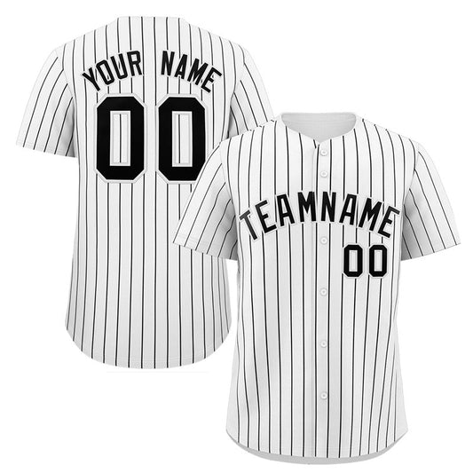 Custom White Navy Stripe Fashion Authentic Baseball Jersey